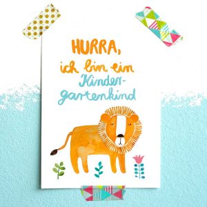 Frau Ottilie Postkarte *Kindergarten* (Löwe)