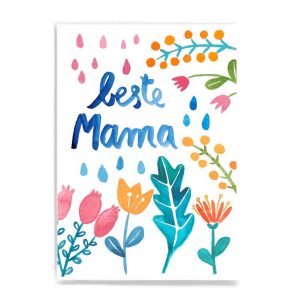 Frau Ottilie Postkarte *Beste Mama* (mit Blumen)