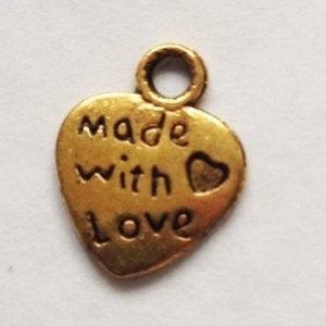 30 Stück Made with love Anhänger gold