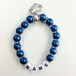 Armband “Flowergirl” personalisiert mit Name blau