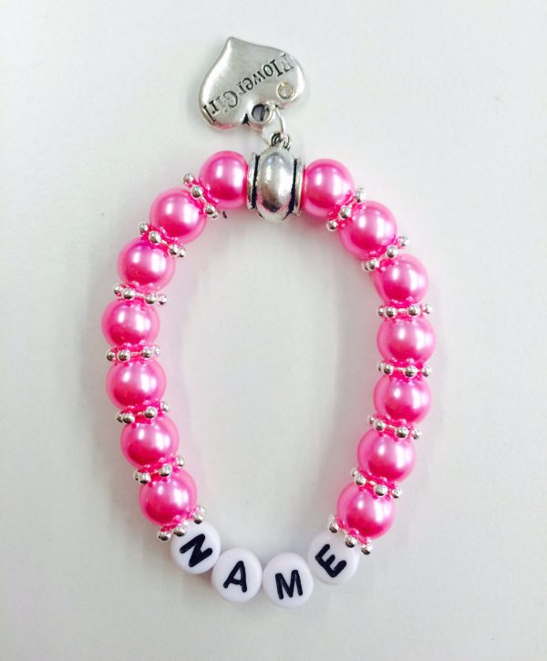 Armband "Flowergirl" personalisiert mit Name pink