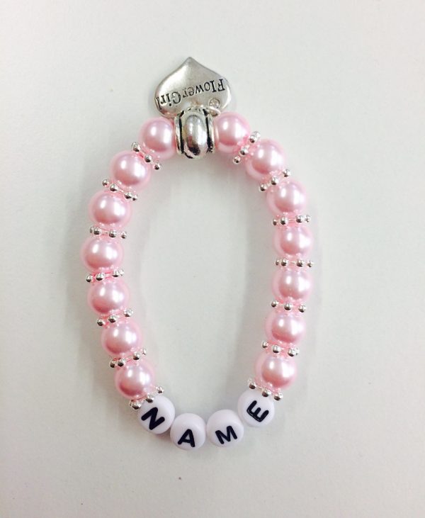 Armband "Flowergirl" personalisiert mit Name rosa