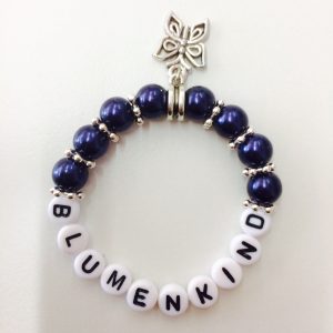 Perlenarmband Blumenkind dunkelblau
