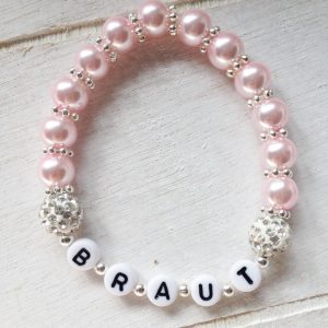 Perlenarmband Braut mit rosa Perlen und Strassperlen