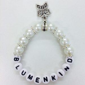 Perlenarmband Blumenkind weiß