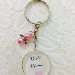 Cabochon Schlüsselanhänger Beste Mama rosa