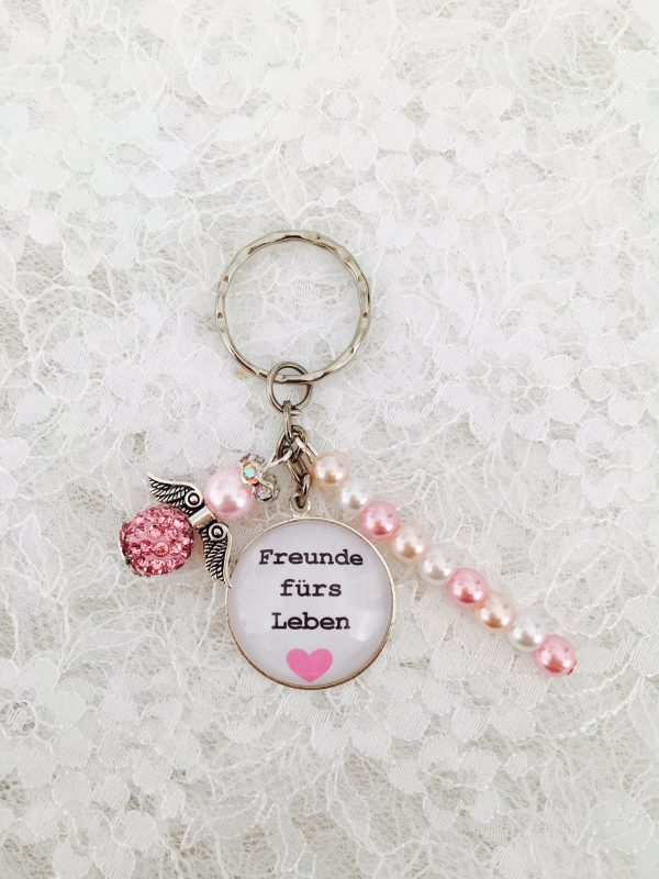 Cabochon Anhänger "Freunde fürs Leben" rosa