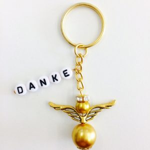 Schlüsselanhänger Schutzengel groß mit DANKE gold (gold)