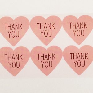 10 Stück Etiketten THANK YOU in Herzform rosa