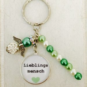 Cabochon Schlüsselanhänger “Lieblingsmensch” grün