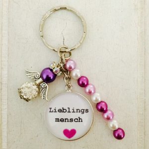 Cabochon Schlüsselanhänger “Lieblingsmensch” lila