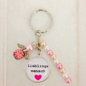 Cabochon Schlüsselanhänger “Lieblingsmensch” rosa