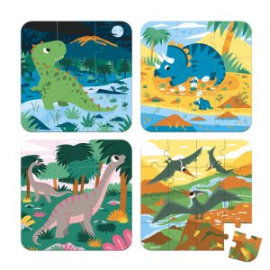 Janod 2657 Puzzle Koffer Dinosaurier