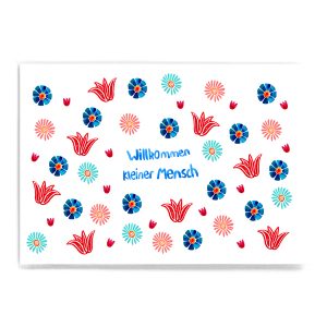 Frau Ottilie Postkarte *Willkommen* (Blumen)