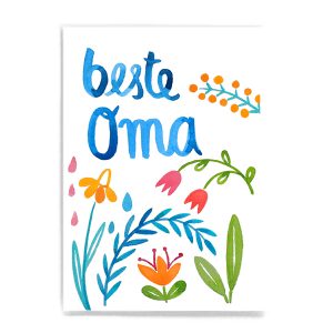 Frau Ottilie Postkarte Beste Oma Blumen