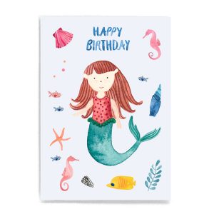 Frau Ottilie Postkarte Happy Birthday Meerjungfrau