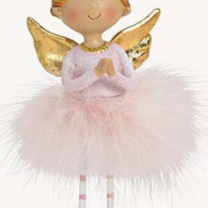 Engel aus Poly, Feder Pink, gold Variante 1