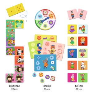Djeco 8143 Die kleinen Freunde – Memo, Bingo, Domino