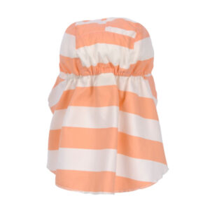 Lässig Sonnenhut Baby (UV Schutz & Nackenschutz) – Block Stripes, Weiß Rosa Orange Größe 43/45