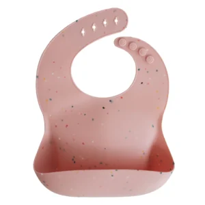 Mushie Silikon Baby Lätzchen Powder Pink Confetti