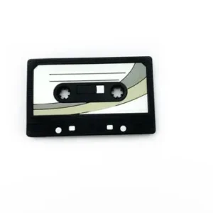 gummichic Retro Kassetten-Beißring schwarz weiß