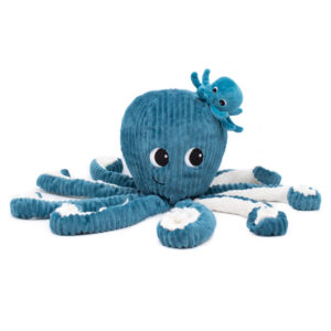 Les Deglingos Plüschtier Oktopus MUM & BABY blau, Filou