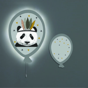 Wandlampe aus Holz Ballon Panda