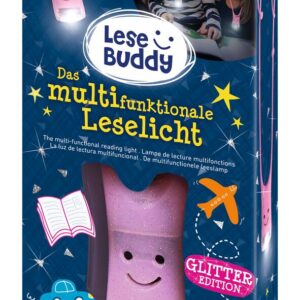 moses 026245 Lese Buddy – Das multifunktionale Leselicht Glitzer rosa