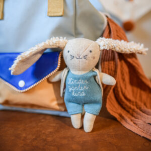 ava&yves 7222 Hase “Kindergartenkind” mit Rucksack und Anzug in hellblau, 16cm