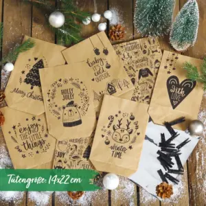 Adventskalender Set 11 Packpapier schwarz