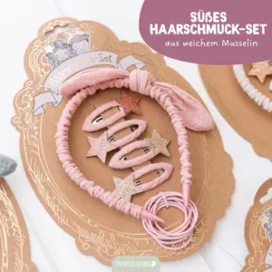 Musselin Haar-Accessoires-Set 10 rosa