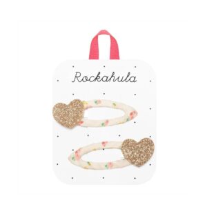 Rockahula Haarspangen H2360G Tiny Blossom Glitter Heart Clips