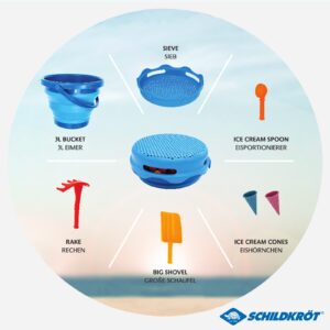 Schildkröt 7in1 Sand Toys Falteimer Set, Farbe: Blau