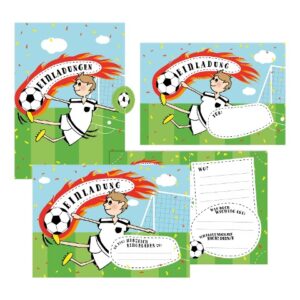 12 Geburtstag-Einladungskarten Fußball
