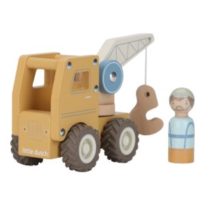 Little Dutch LD2530 Holzauto Kranwagen mit Holzfigur
