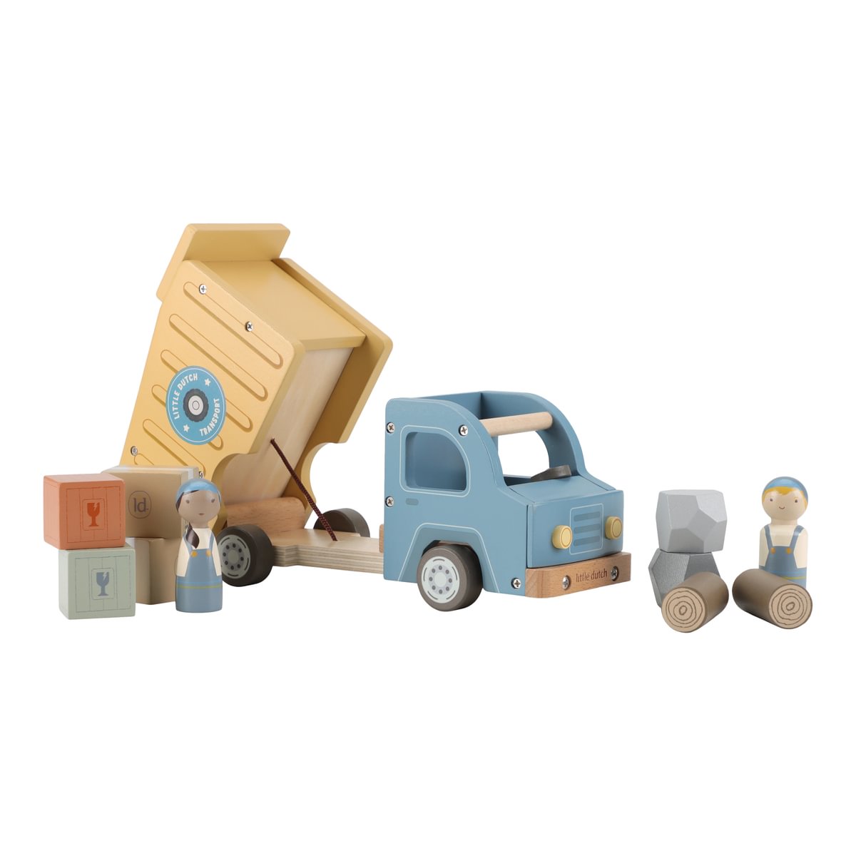 Little Dutch LD2535 Holzauto Kipplaster mit Puppen